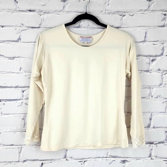 Vintage Thermasilk Top Womens S 95% Silk Lace detail on Sleeves layering soft - Picture 1 of 7
